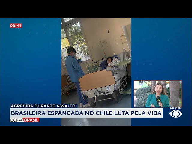 ⁣Brasileira espancada no Chile luta pela vida