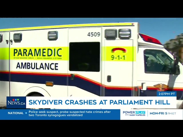 ⁣Skydiver injured after crashing at Canada Day performance