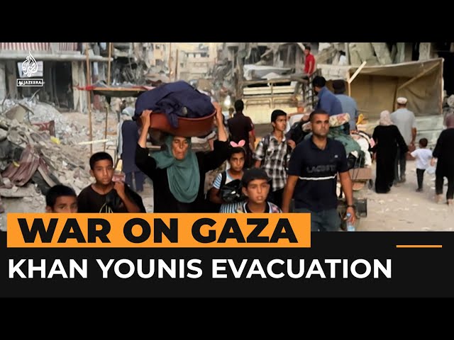 ⁣Civilians forced to evacuate Gaza’s Khan Younis, again