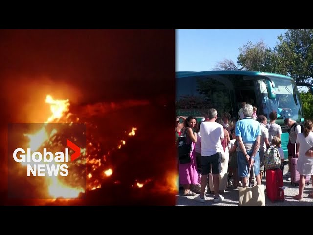 ⁣Greece wildfire: Tourists return to hotels on Kos island following overnight evacuation