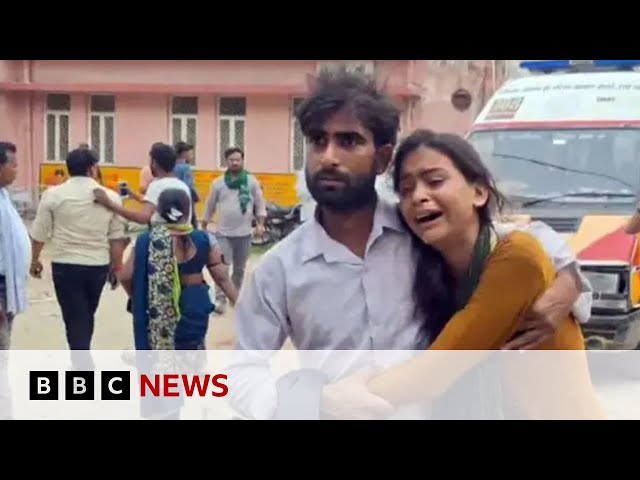 ⁣At least 100 killed in crush at India religious event | BBC News