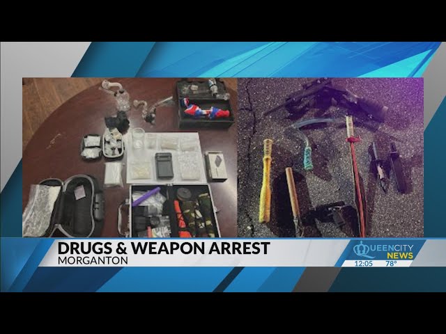 ⁣Morganton man found with meth, knives and sword, charged