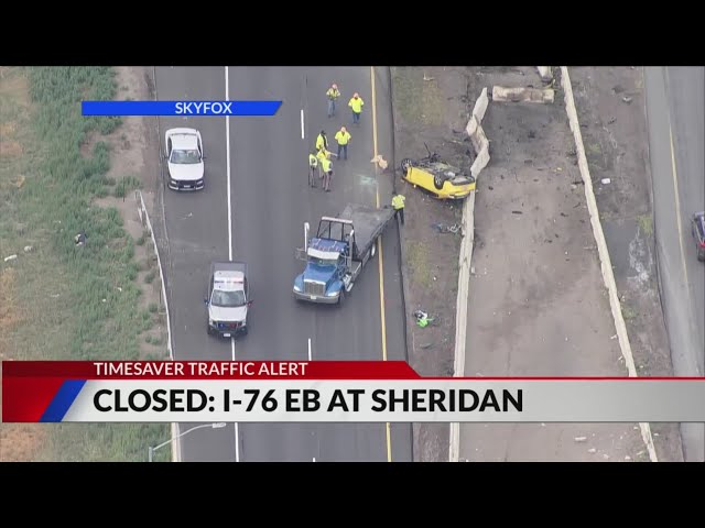 ⁣Deadly crash between car, bike closes I-76