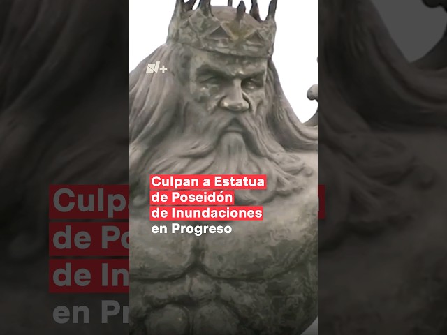 ⁣Culpan a estatua de Poseidón de inundaciones en Progreso #nmas #yucatán #lluvias