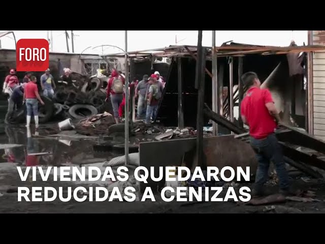 ⁣Trabajos de limpieza tras incendio en Ciudad Lago, en Neza - Expreso de la Mañana