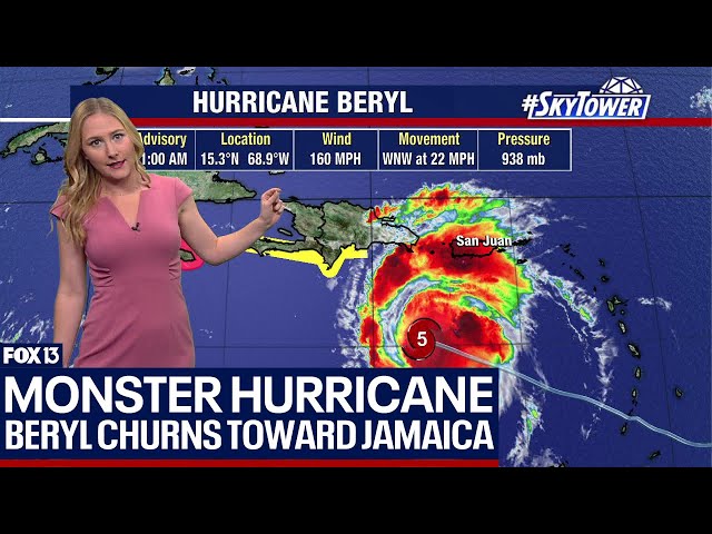 ⁣Monster Category 5 Hurricane Beryl barrels towards Jamaica