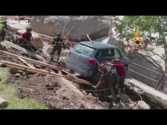 ⁣Maltempo Piemonte, auto caduta nel Torrente Anza