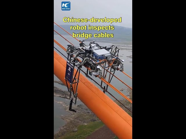 ⁣Chinese-developed robot inspects bridge cables