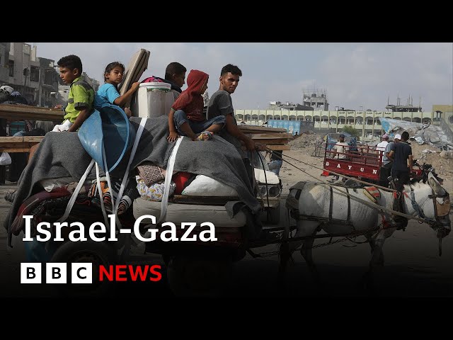 ⁣Palestinians flee Khan Younis after Israel warning | BBC News