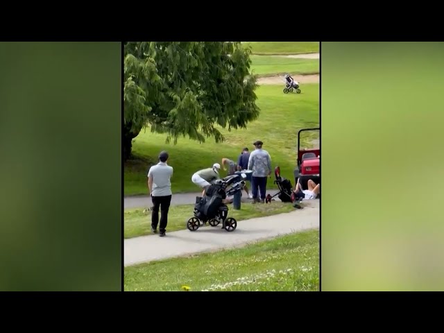 ⁣Golf course fight caught on camera