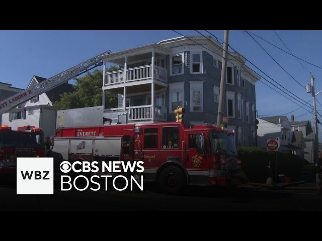 ⁣Young child rescued from burning Massachusetts triple-decker