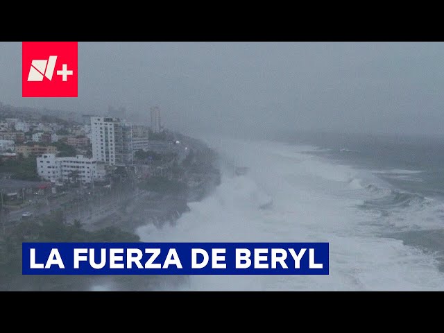 ⁣Dron capta la fuerza del huracán Beryl a su paso por República Dominicana - N+