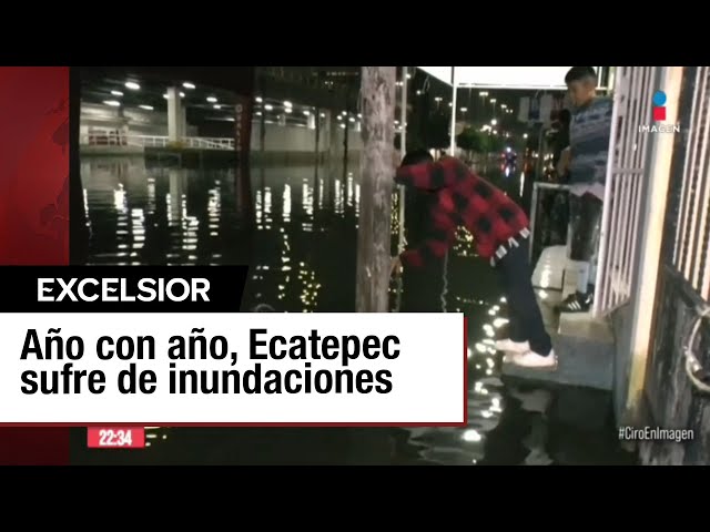 ⁣Fuerte lluvia ocasiona inundaciones en Ecatepec