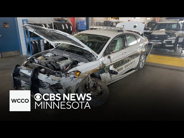 ⁣Park ranger's squad car destroyed after street racer crashes into it