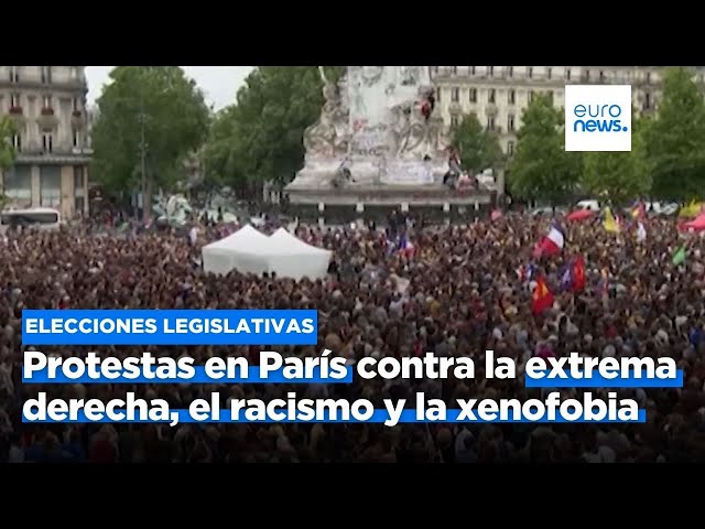 ⁣Protestas en París contra la extrema derecha, el racismo y la xenofobia