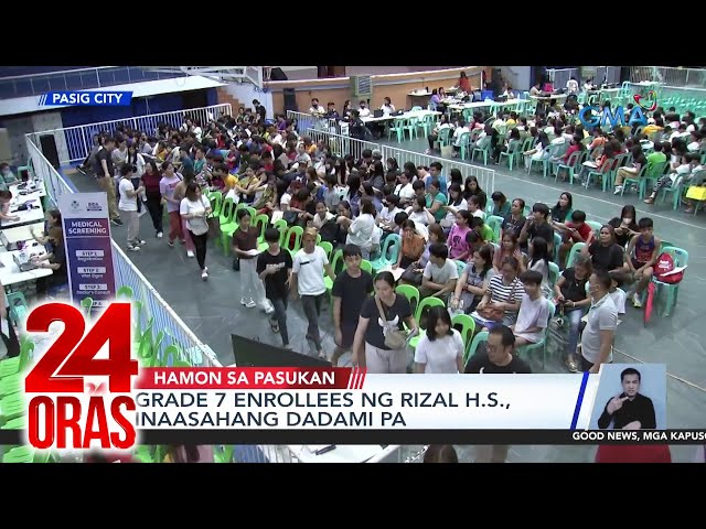 ⁣24 Oras: (Part 3) Dagsa ng Grade 7 enrollees sa Rizal HS; proudly Pinoy-made rocket;..., atbp.