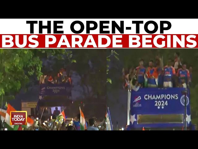 ⁣India Begins Their Victory Parade At The Marine Drive In Mumbai | Sea Of Fans Throng Marine Drive