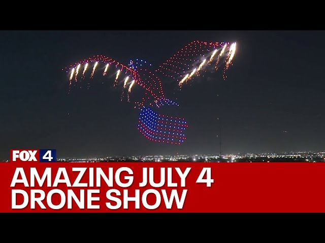 ⁣WATCH: Irving Sparks and Stripes Drone Show