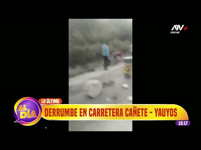 ⁣Cañete-Yauyos: Mitad de la vía queda destruida tras derrumbe