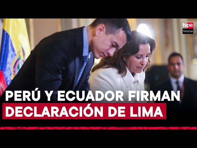 ⁣Presidenta Dina Boluarte y su homólogo de Ecuador, Daniel Noboa, suscriben Declaración de Lima