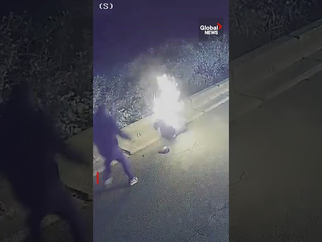 ⁣Arson suspect accidentally lights himself on fire. #CCTV