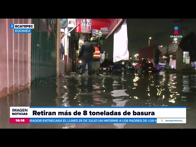 ⁣Retiran más de ocho toneladas de Basura tras inundaciones en Ecatepec