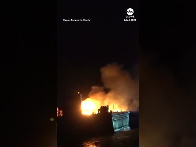 ⁣Fireworks barge catches fire in Massachusetts ahead of planned July 4 event