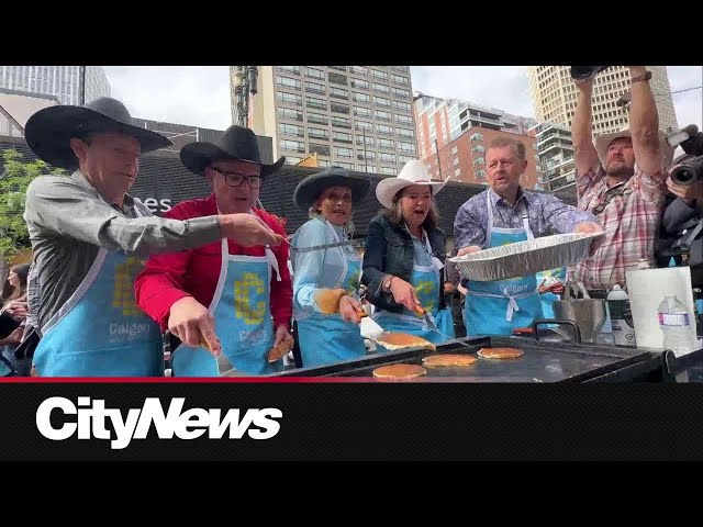 ⁣Calgary Stampede’s unofficial kick off with the ‘First Flip’ pancake breakfast