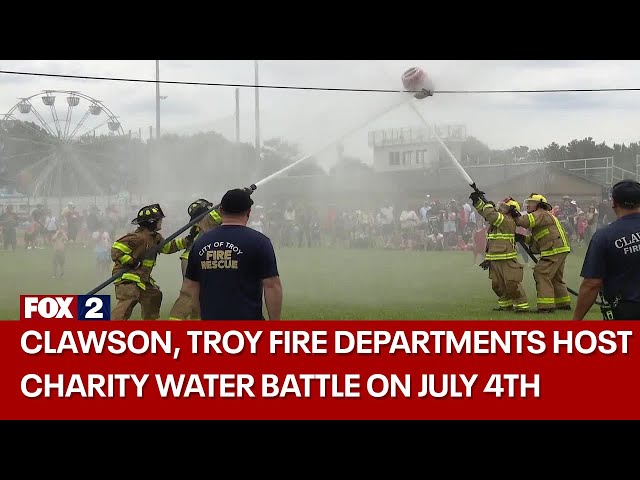 ⁣4th of July celebrations: Annual Clawson vs. Troy water battle