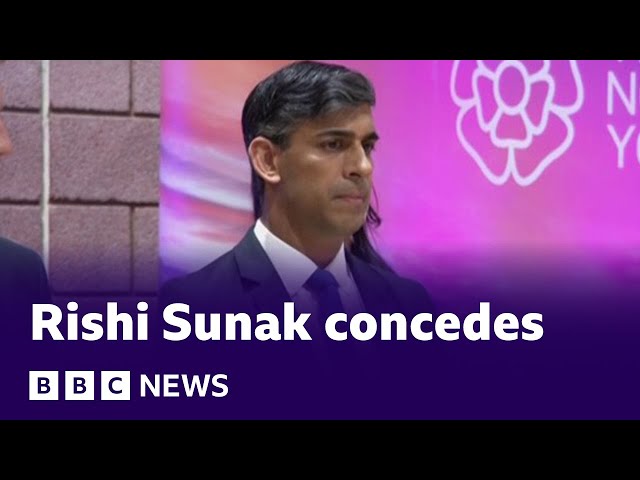 ⁣UK general election: Prime Minister Rishi Sunak concedes defeat and says Labour has won | BBC News