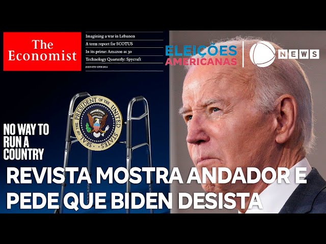 ⁣Capa de revista americana mostra andador e pede que Biden desista de eleições