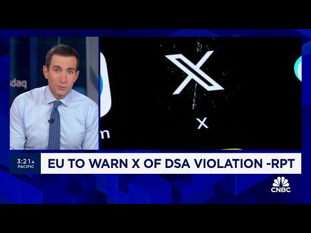 ⁣EU to warn X of DSA violation, report says