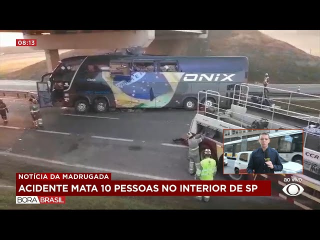⁣Acidente de ônibus deixa ao menos 10 mortos em Itapetininga (SP)