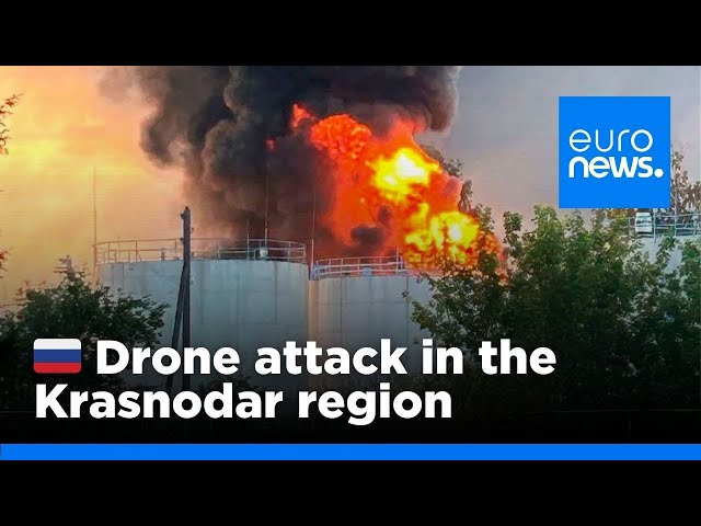 ⁣Russia’s southern Krasnodar region struck by overnight drone attack | euronews 