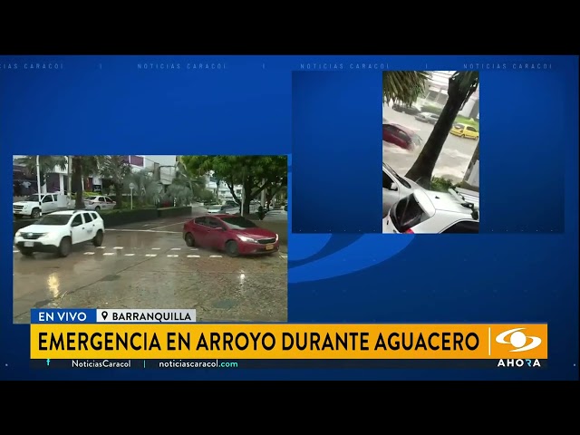 ⁣Emergencia por arroyos en Barranquilla: hombre quedó atrapado dentro de un carro