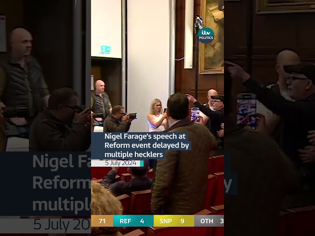 ⁣Nigel Farage’s speech at Reform event delayed by multiple hecklers  #politics #itvnews #news