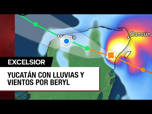 ⁣Huracán Beryl modifica su trayectoria y pasará sobre Mérida
