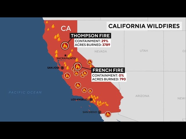 ⁣Record heat wave fueling multiple California wildfires