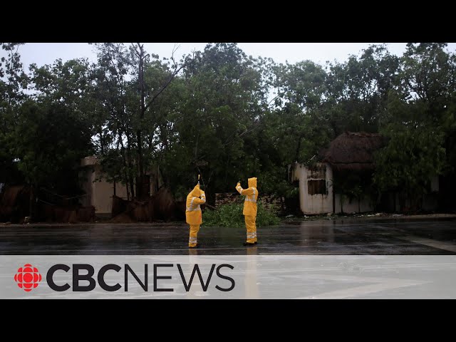 ⁣Hurricane Beryl makes landfall in Mexico near Cancun