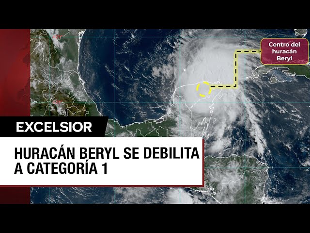 ⁣LO ÚLTIMO: Beryl se degrada a huracán de categoría 1 tras golpear Quintana Roo