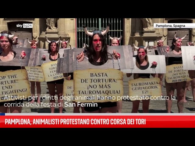⁣Pamplona, proteste contro la corsa dei tori