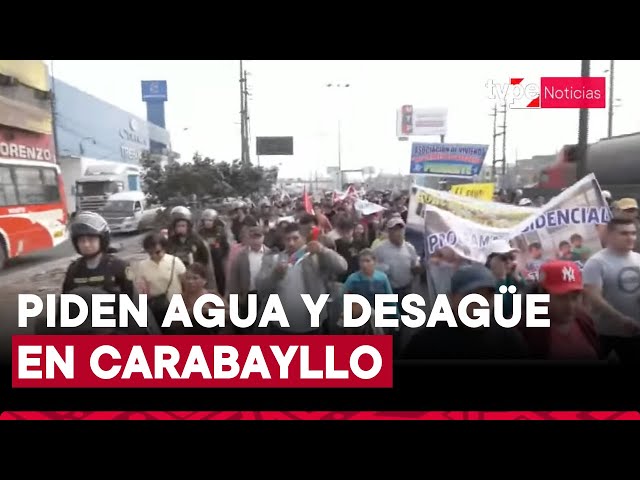 ⁣10 mil vecinos de Carabayllo marchan por la Panamericana Norte por obras de agua y saneamiento