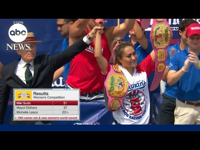 ⁣Nathan’s Famous hot dog eating contest winners relish victory