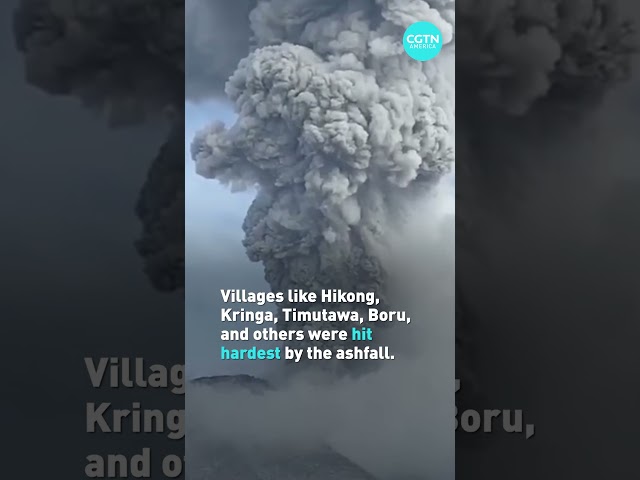 ⁣Indonesian volcano rains ash over several villages after seven eruptions