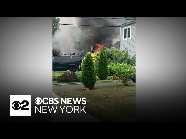 ⁣Long Island house goes up in flames after 11-year-old sets off fireworks