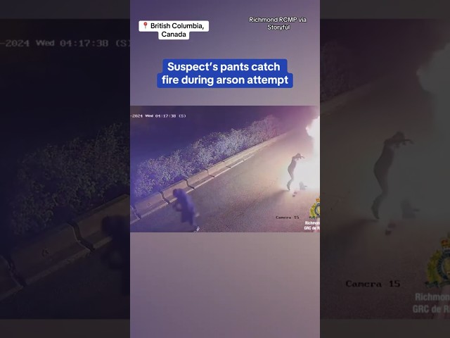 ⁣Suspect's pants catch fire during arson attempt #shorts