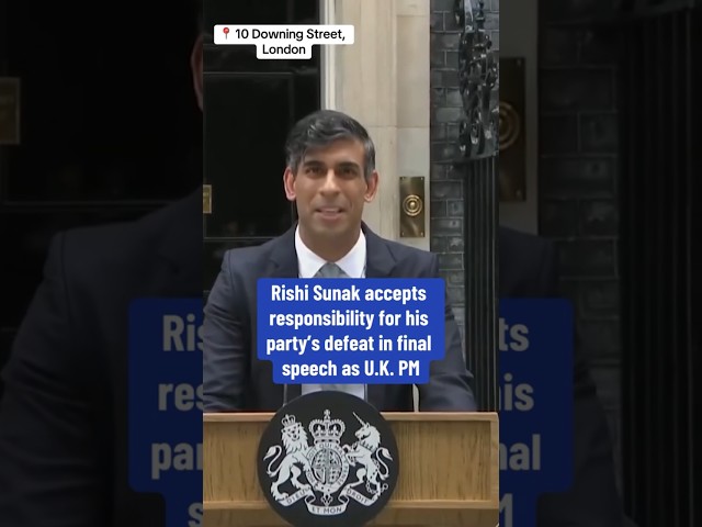 ⁣Rishi Sunak accepts responsibility for Tories' defeat in final speech as UK prime minister #sho