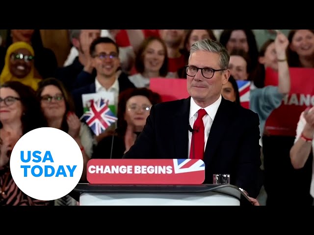 ⁣New UK Prime Minister Keir Starmer celebrates historic election win | USA TODAY