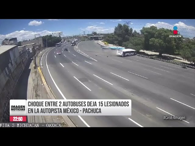 ⁣15 lesionados tras choque de dos autobuses de pasajeros en la México-Pachuca | Ciro