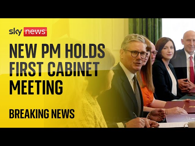 ⁣New Prime Minister Sir Keir Starmer holds first cabinet meeting after election win